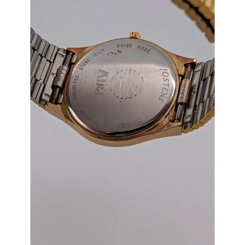 Vintage Jostens Swiss Men's Watch Gold 34mm Case Montre Medallion- New Battery